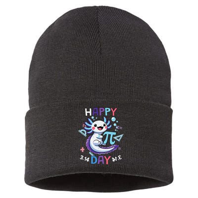 Happy Pi Day Funny Axolotl Questions Math Lovers Sustainable Knit Beanie
