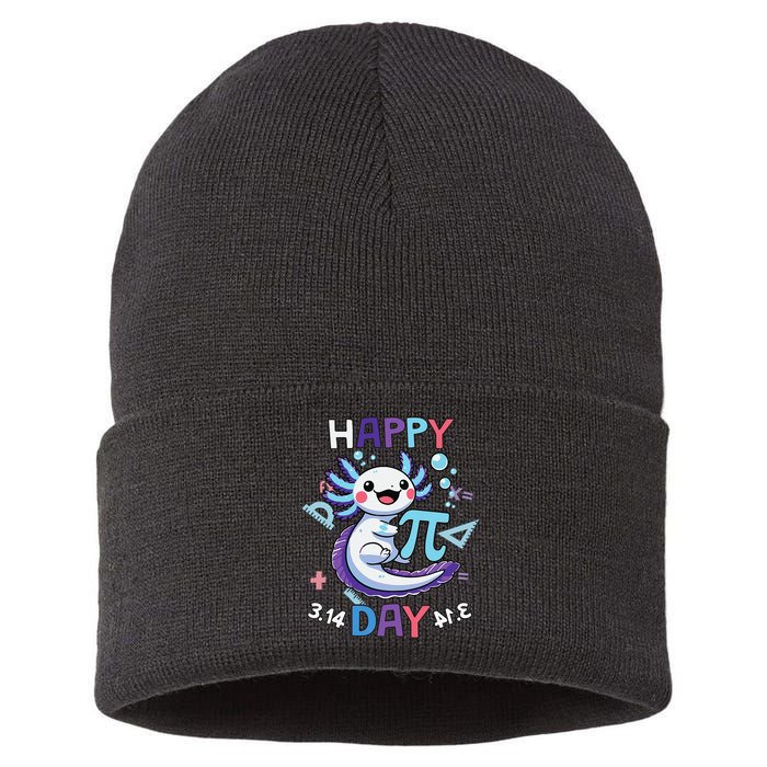 Happy Pi Day Funny Axolotl Questions Math Lovers Sustainable Knit Beanie