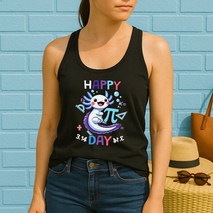 Happy Pi Day Funny Axolotl Questions Math Lovers Womens Tank Top