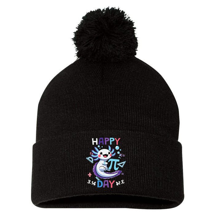 Happy Pi Day Funny Axolotl Questions Math Lovers Pom Pom 12in Knit Beanie