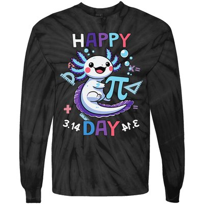 Happy Pi Day Funny Axolotl Questions Math Lovers Tie-Dye Long Sleeve Shirt