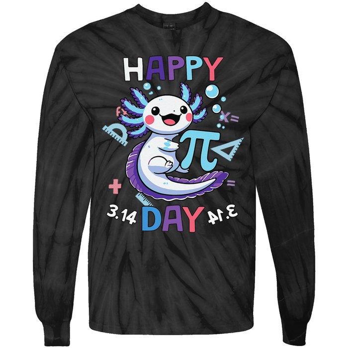 Happy Pi Day Funny Axolotl Questions Math Lovers Tie-Dye Long Sleeve Shirt