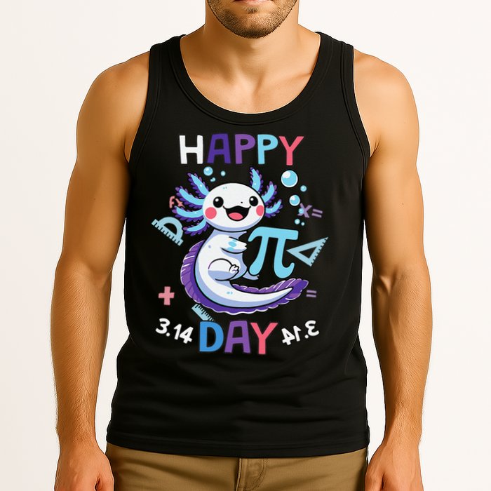 Happy Pi Day Funny Axolotl Questions Math Lovers Tank Top