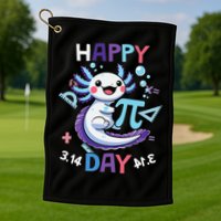 Happy Pi Day Funny Axolotl Questions Math Lovers Golf Towel