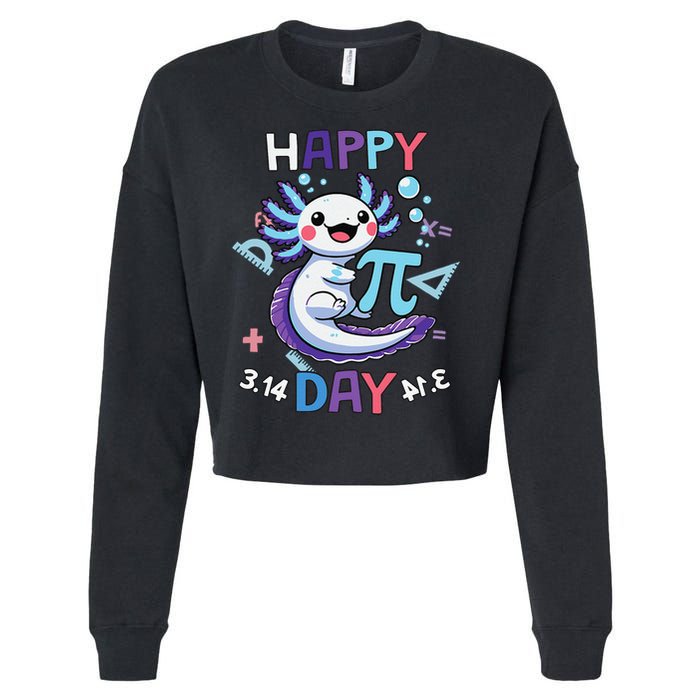 Happy Pi Day Funny Axolotl Questions Math Lovers Cropped Pullover Crew