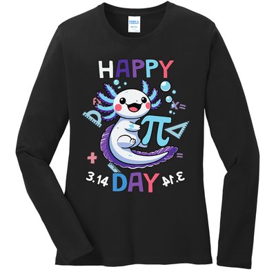 Happy Pi Day Funny Axolotl Questions Math Lovers Ladies Long Sleeve Shirt