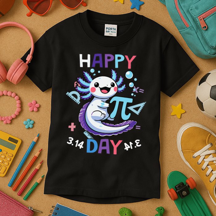 Happy Pi Day Funny Axolotl Questions Math Lovers Kids T-Shirt