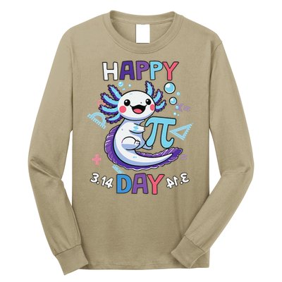 Happy Pi Day Funny Axolotl Questions Math Lovers Long Sleeve Shirt