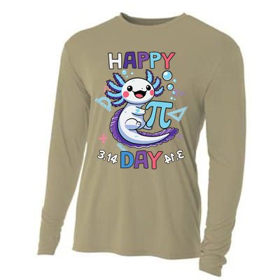 Happy Pi Day Funny Axolotl Questions Math Lovers Cooling Performance Long Sleeve Crew