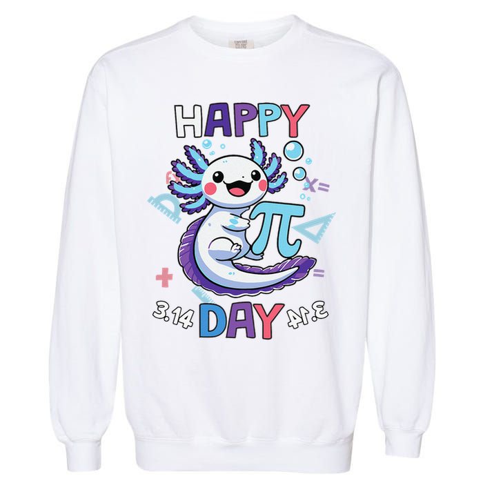 Happy Pi Day Funny Axolotl Questions Math Lovers Garment-Dyed Sweatshirt