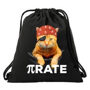 Happy PI Day 3.14 Pi Symbol Cat Pirate Drawstring Bag