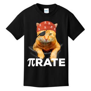 Happy PI Day 3.14 Pi Symbol Cat Pirate Kids T-Shirt