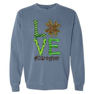 Happy Patrick's Day Love Caregiver Nurse Irish And Leopard Gift Garment-Dyed Sweatshirt