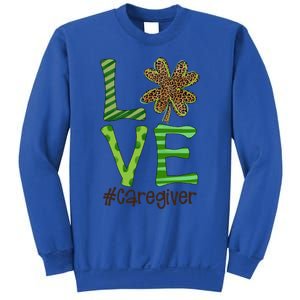 Happy Patrick's Day Love Caregiver Nurse Irish And Leopard Gift Sweatshirt