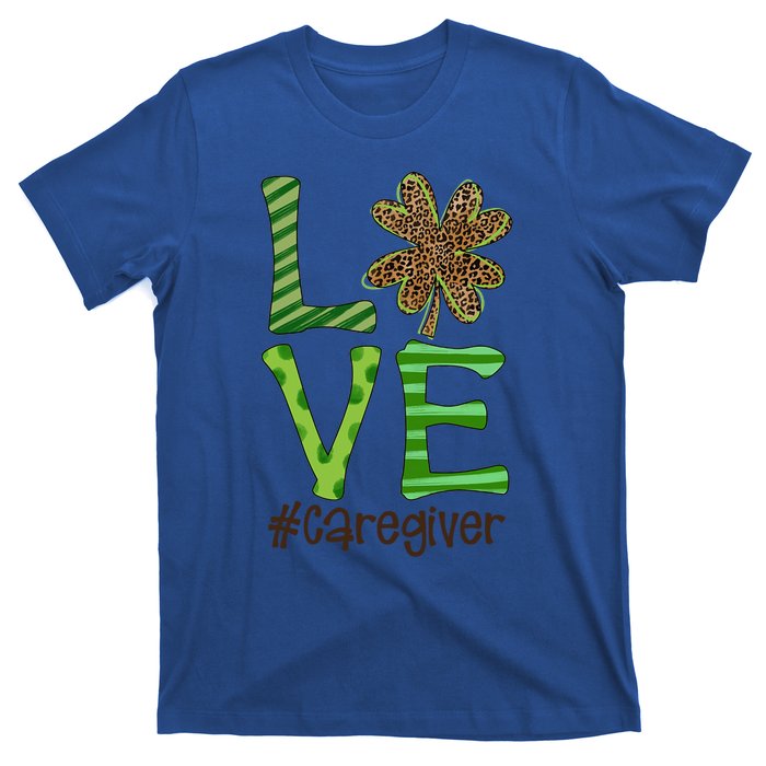 Happy Patrick's Day Love Caregiver Nurse Irish And Leopard Gift T-Shirt