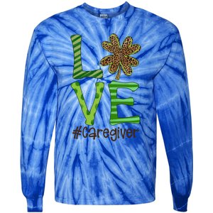 Happy Patrick's Day Love Caregiver Nurse Irish And Leopard Gift Tie-Dye Long Sleeve Shirt