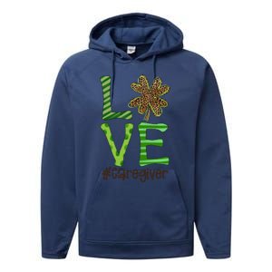 Happy Patrick's Day Love Caregiver Nurse Irish And Leopard Gift Performance Fleece Hoodie