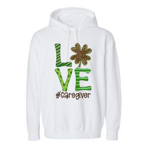 Happy Patrick's Day Love Caregiver Nurse Irish And Leopard Gift Garment-Dyed Fleece Hoodie