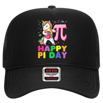 Happy Pi Day 3.14 Cute Math Unicorn High Crown Mesh Back Trucker Hat