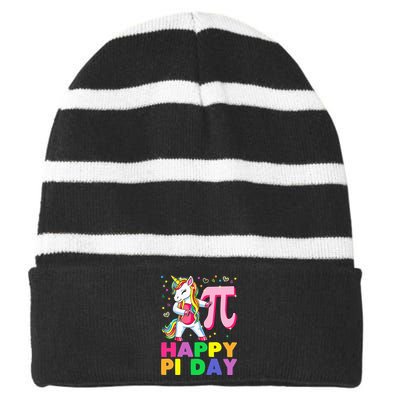 Happy Pi Day 3.14 Cute Math Unicorn Striped Beanie with Solid Band