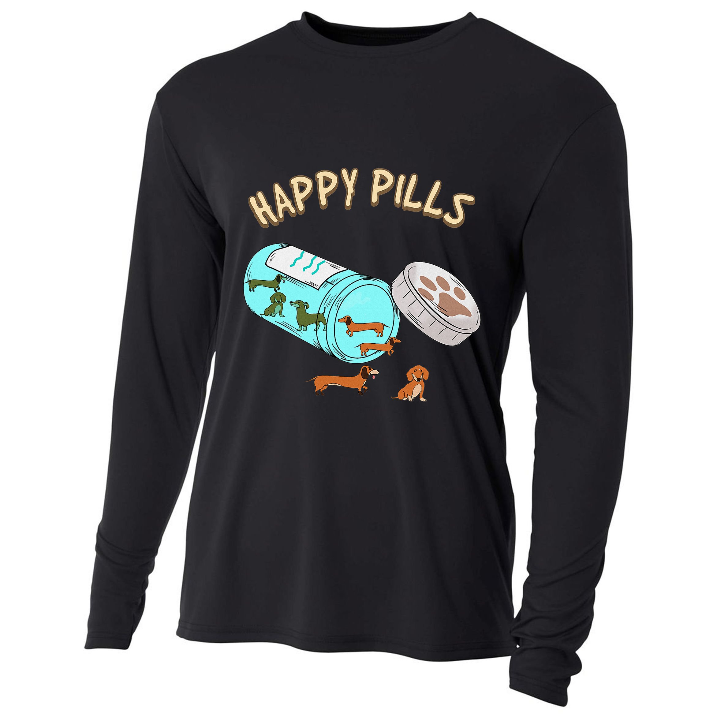 Happy Pills Dachshund Dog Lover Gift Cooling Performance Long Sleeve Crew