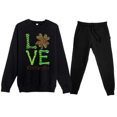 Happy Patrick's Day Love Dietary Aid Nurse Irish And Leopard Gift Premium Crewneck Sweatsuit Set