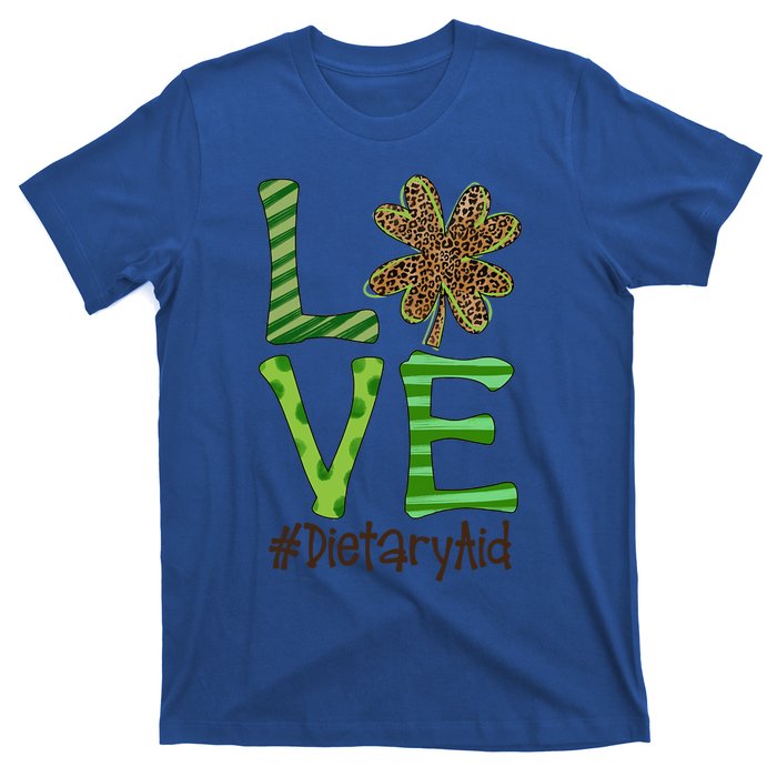 Happy Patrick's Day Love Dietary Aid Nurse Irish And Leopard Gift T-Shirt