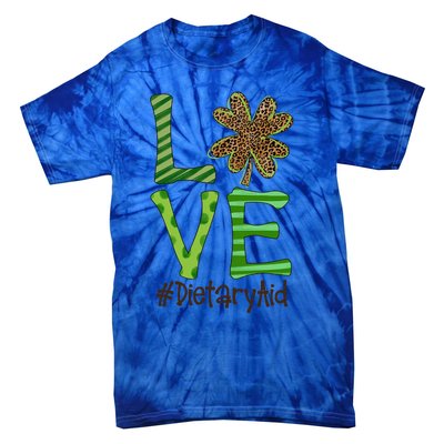 Happy Patrick's Day Love Dietary Aid Nurse Irish And Leopard Gift Tie-Dye T-Shirt