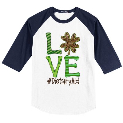 Happy Patrick's Day Love Dietary Aid Nurse Irish And Leopard Gift Baseball Sleeve Shirt