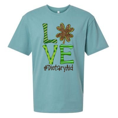 Happy Patrick's Day Love Dietary Aid Nurse Irish And Leopard Gift Sueded Cloud Jersey T-Shirt