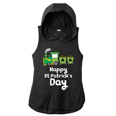 Happy Patrick's Day Cute Train Irish Boy Shamrock Gifts Ladies PosiCharge Tri-Blend Wicking Draft Hoodie Tank