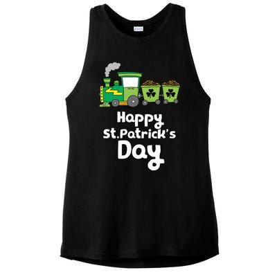 Happy Patrick's Day Cute Train Irish Boy Shamrock Gifts Ladies PosiCharge Tri-Blend Wicking Tank