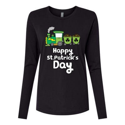 Happy Patrick's Day Cute Train Irish Boy Shamrock Gifts Womens Cotton Relaxed Long Sleeve T-Shirt