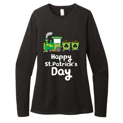 Happy Patrick's Day Cute Train Irish Boy Shamrock Gifts Womens CVC Long Sleeve Shirt