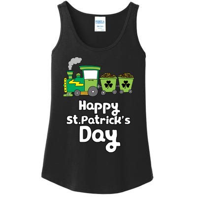 Happy Patrick's Day Cute Train Irish Boy Shamrock Gifts Ladies Essential Tank