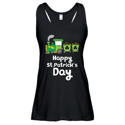 Happy Patrick's Day Cute Train Irish Boy Shamrock Gifts Ladies Essential Flowy Tank