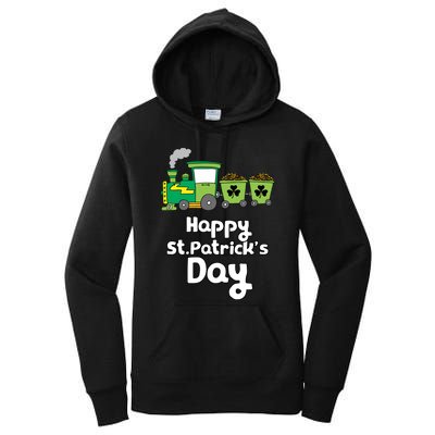 Happy Patrick's Day Cute Train Irish Boy Shamrock Gifts Women's Pullover Hoodie