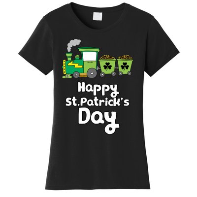 Happy Patrick's Day Cute Train Irish Boy Shamrock Gifts Women's T-Shirt