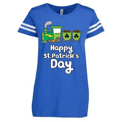 Happy Patrick's Day Cute Train Irish Boy Shamrock Gifts Enza Ladies Jersey Football T-Shirt