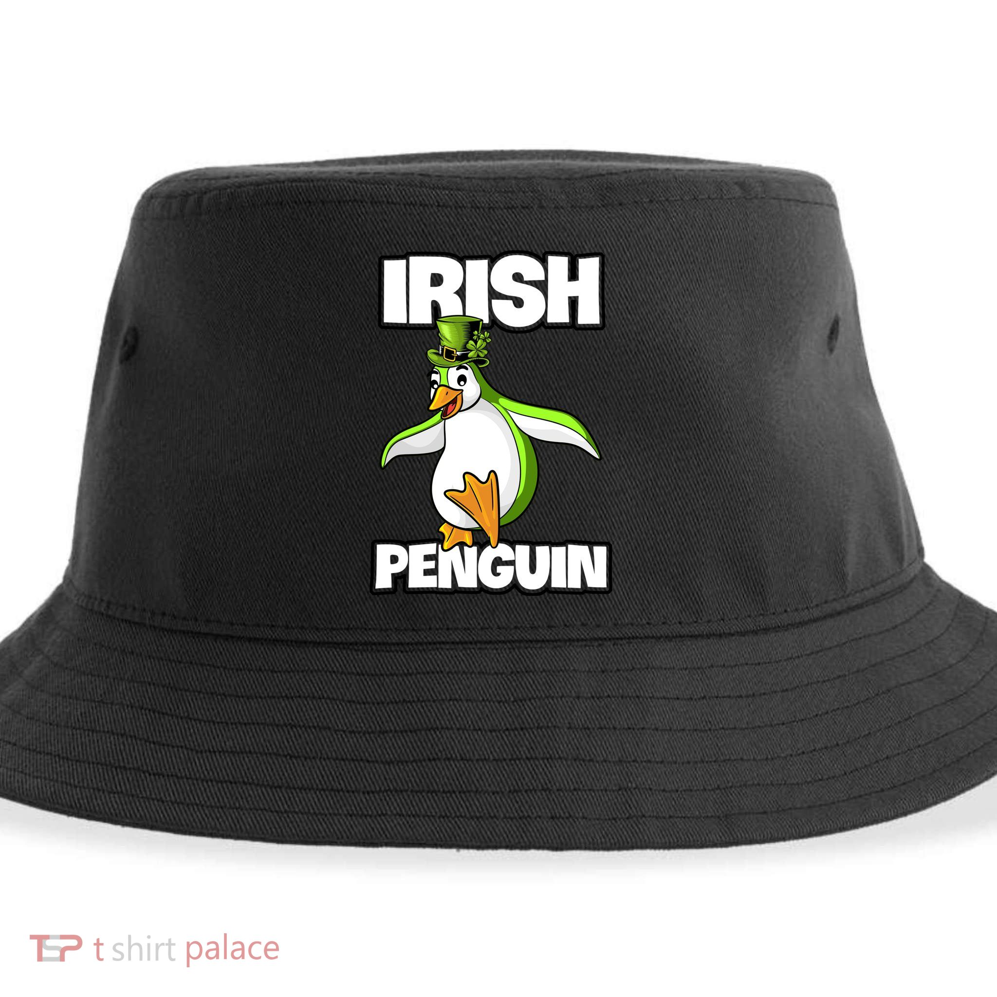 Happy Patrick's Day Irish Penguin Leprechaun Gifts Sustainable Bucket Hat