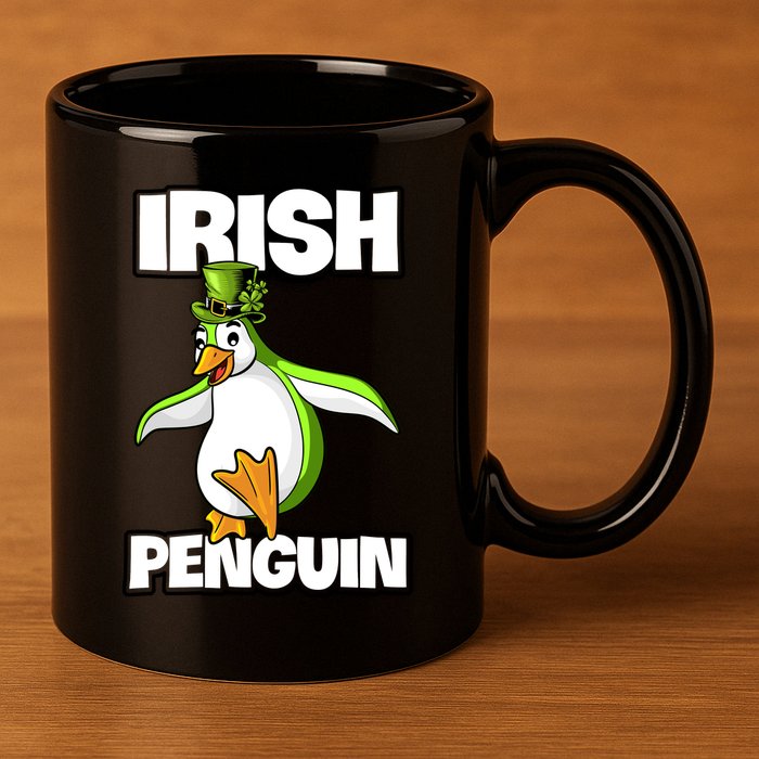 Happy Patrick's Day Irish Penguin Leprechaun Gifts 11oz C Handle Ceramic Mug