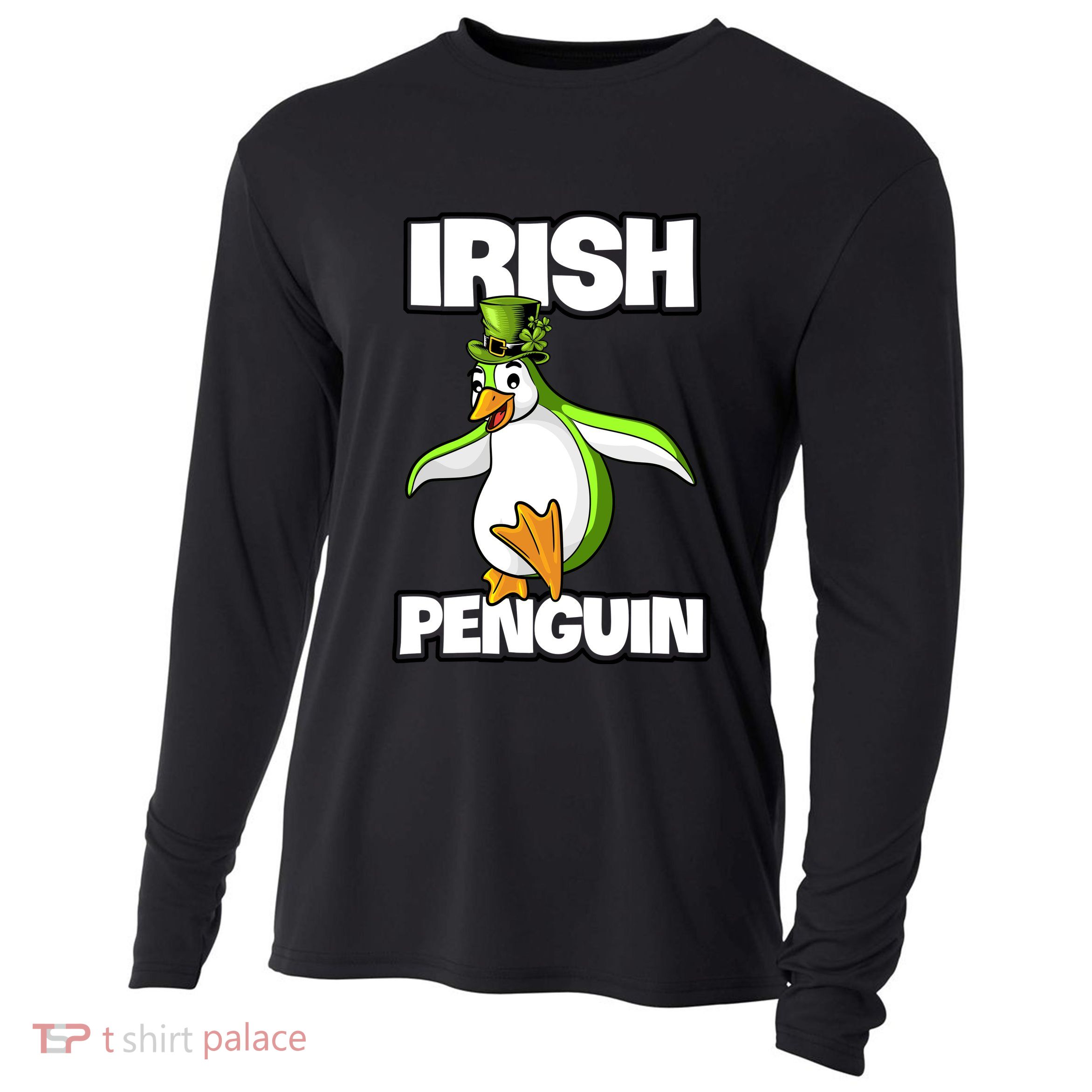 Happy Patrick's Day Irish Penguin Leprechaun Gifts Cooling Performance Long Sleeve Crew