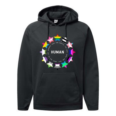 Human Pride Design - Human LGBTQ Flag Performance Fleece Hoodie