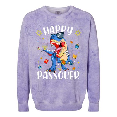 Happy Passover Dinosaur Jewish Passover Colorblast Crewneck Sweatshirt