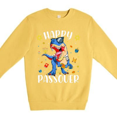 Happy Passover Dinosaur Jewish Passover Premium Crewneck Sweatshirt