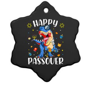 Happy Passover Dinosaur Jewish Passover Ceramic Star Ornament