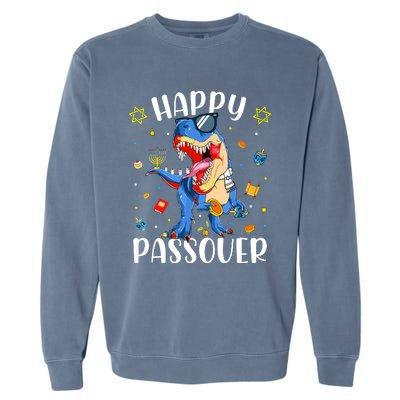 Happy Passover Dinosaur Jewish Passover Garment-Dyed Sweatshirt