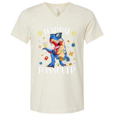 Happy Passover Dinosaur Jewish Passover V-Neck T-Shirt