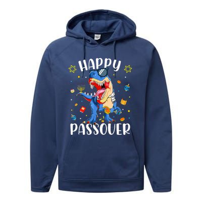 Happy Passover Dinosaur Jewish Passover Performance Fleece Hoodie