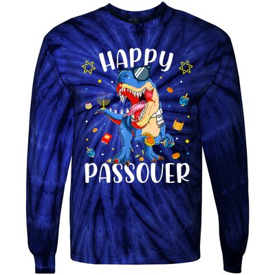 Happy Passover Dinosaur Jewish Passover Tie-Dye Long Sleeve Shirt